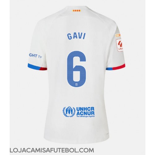 Camisa de Futebol Barcelona Paez Gavi #6 Equipamento Secundário 2023-24 Manga Curta
